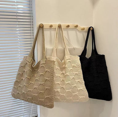 Solid Color large Cpacity Knit Shoulder Tote Bag