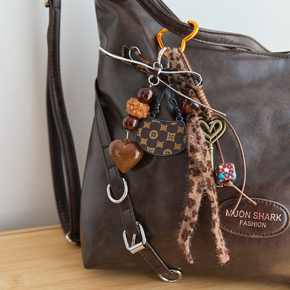 Cute Brown Bow Braided Keychain Bag Charm