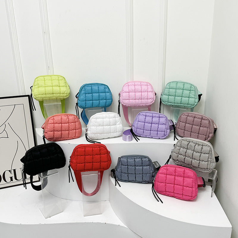 Candy Color Plaid Waist Bag Casual Chest Bag