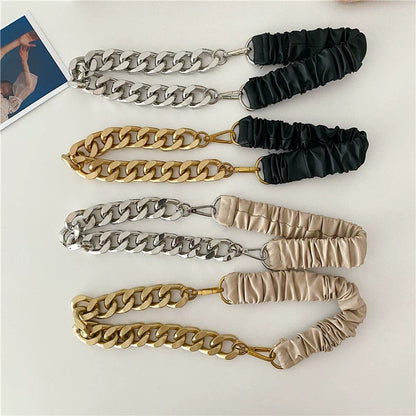 Vintage Stretchy Leather Chain Splicing Belt