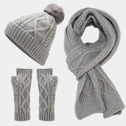 Solid Color Twist Simple Knit Hat & Scarf Sets