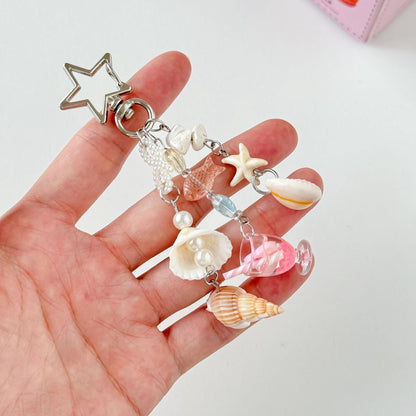 Cute Beaded Seashell Tassel Keychain Bag Charm