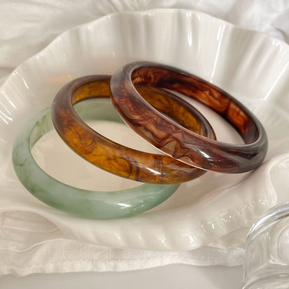 Minimalist Marbled Round Resin Bangle Bracelet
