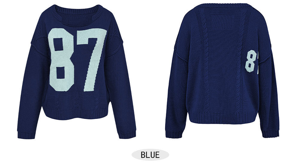 Casual Color Block Round Neck Knited Top