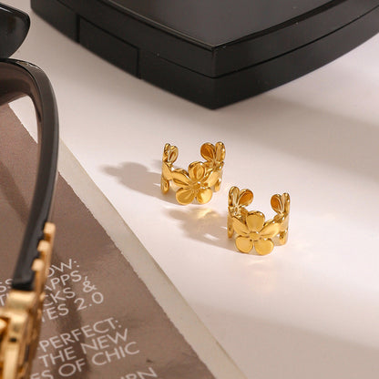 Flower Shaped Sweet Clip Earrings