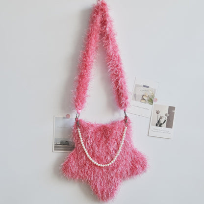 Star Shaped Cute Tassel Plush Shoulder Bag