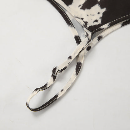 Sexy Spaghetti String Printed  A-Line Dress