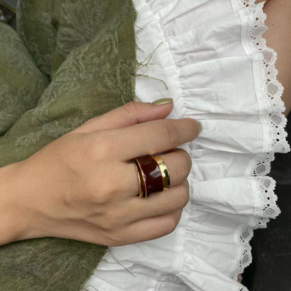 Elegant Enamel Double-Layer Open Ring