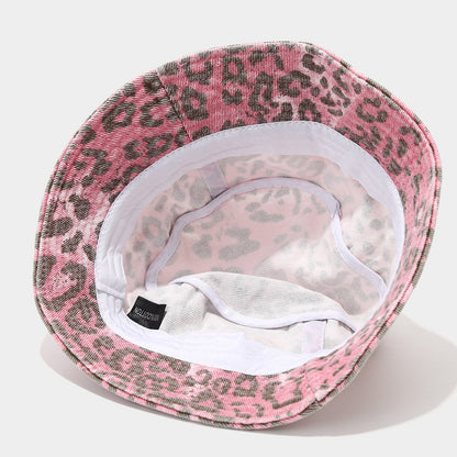 Distressed Retro Leopard Print Bucket Hat