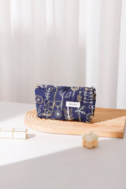 Cute Floral Cotton Embroidered Makeup Bag