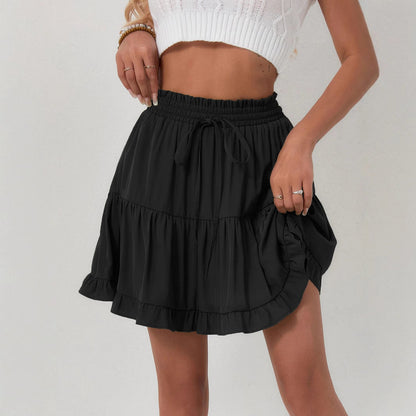 Trendy Pleated High Waisted Drawstring Skirt