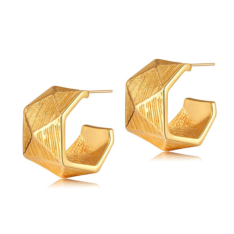 Vintage Chunky Brushed Gold Stud Earrings