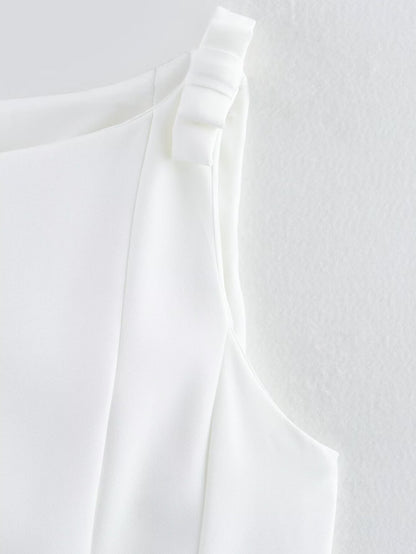 Elegant Peplum Bow Strap Tank Top