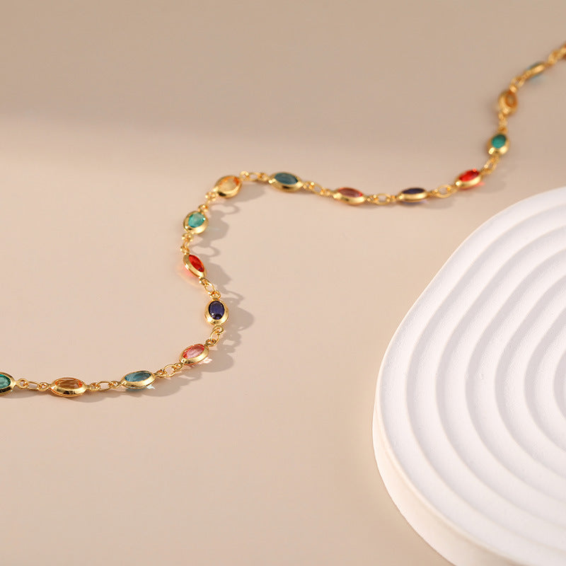 Colourful Oval Zirconia Vintage Necklace