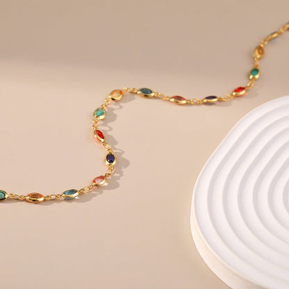 Colourful Oval Zirconia Vintage Necklace