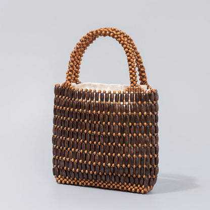 Handmade Wooden Bead Woven Handbags