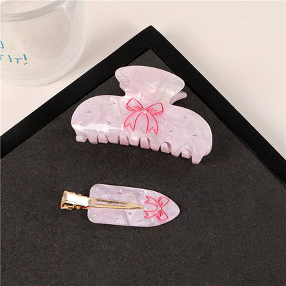Elegant Bow Acetate Amber Claw Clip