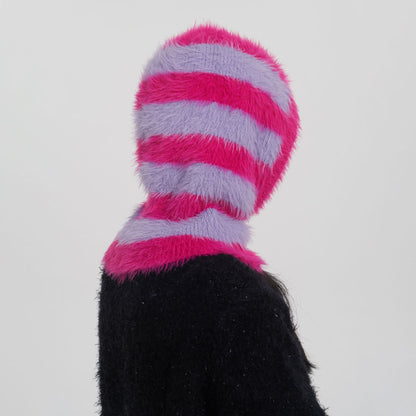 Striped Color Block Pullover Hat Scarve