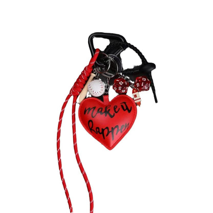 Vintage Heart Rope Braided Keychain Bag Charm