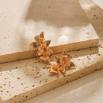 Irregular Vintage Flower Pendant Elegant Earrings