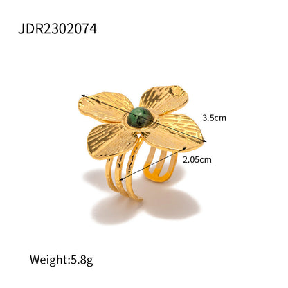 Flower Zircon Adjustable Layered Rings
