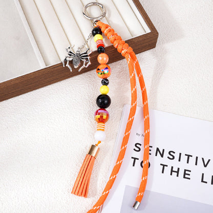 Halloween Cartoon Skull Beads Braided Bag Charm