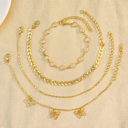 Hellow Out Butterfly Rhinestones Anklet