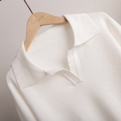 2+Solid Color Label V-Neck Knit Sets