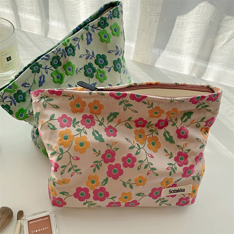 Flower Print Large Capacity Make Up Bag