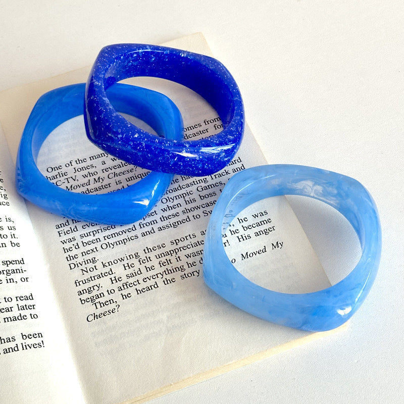 Blue Simple Layered Geometric Bracelets