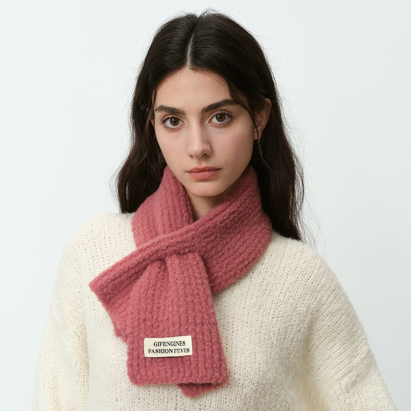 Solid Color Sweet Cross Short Knit Scarves