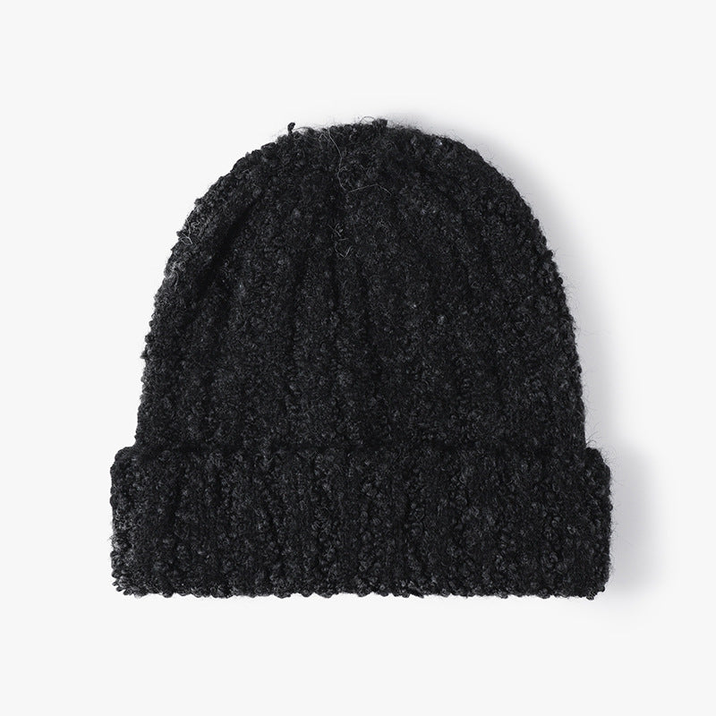 Simple Ribbed Knit Hat Padded Beanie