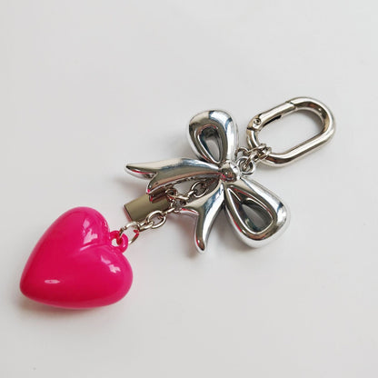 Elegant Bow Heart Keychain Bag Charm