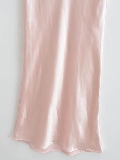 Elegant Solid Color Satin Mermaid Maxi Skirt