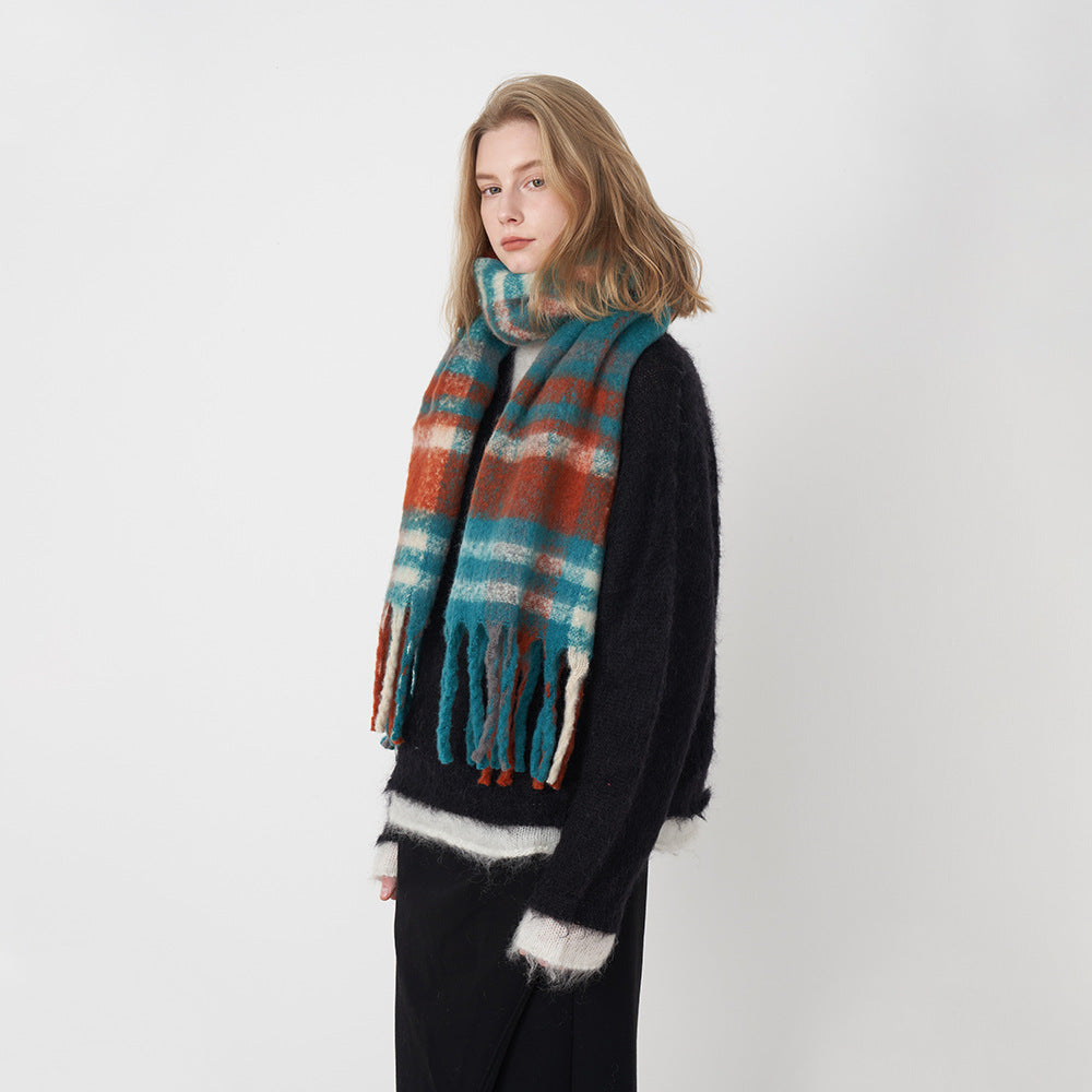 2+ Plaid Tassel Mohair Scarves