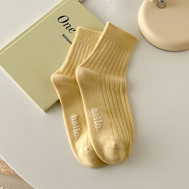 Candy Color Simple Letter Soft Socks