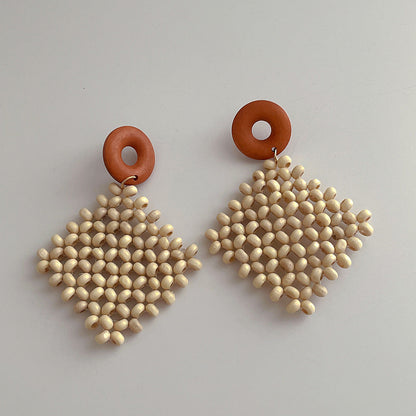 Wooden Vintage Rattan Elegant Earrings