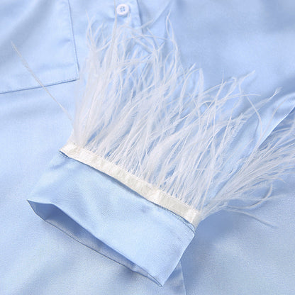 Feather Solid Color Sleepwear Sets
