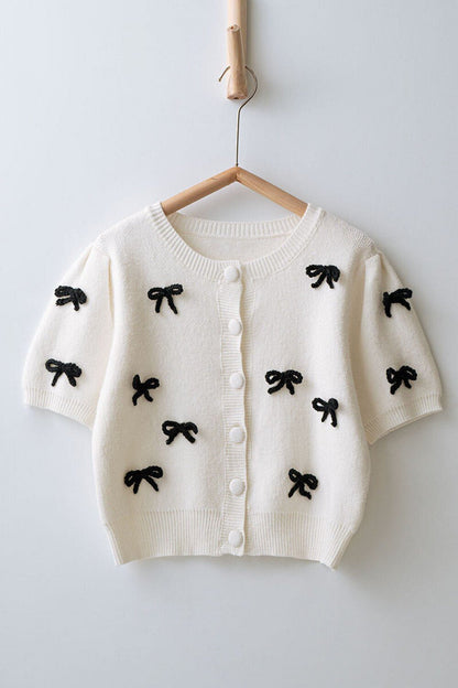 Bows Sweet Short Sleeves Knit Cardigan