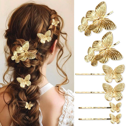 Trendy Gold Butterfly Hair Clip Sets