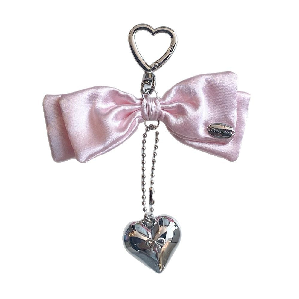 Elegant Stain Bow Knot Heart Chain Bag Charm