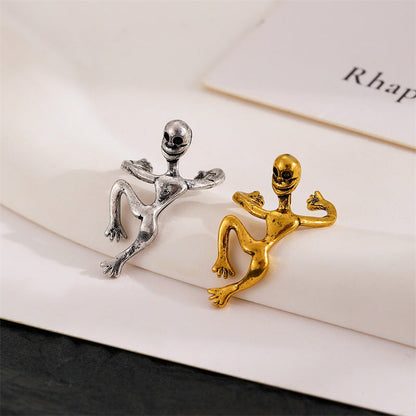 Halloween Punk Skull Clip Earrings