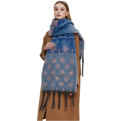 Contrast Color Print Tassel Scarves