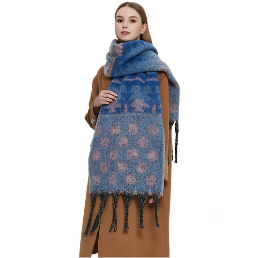 Contrast Color Print Tassel Scarves