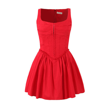 Solid Color Sexy Straps A-Line Dress