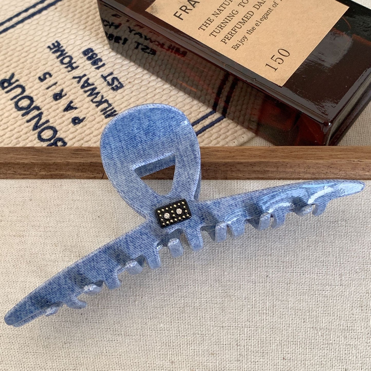 Simple Blue Geometric Acetate Hair Claw