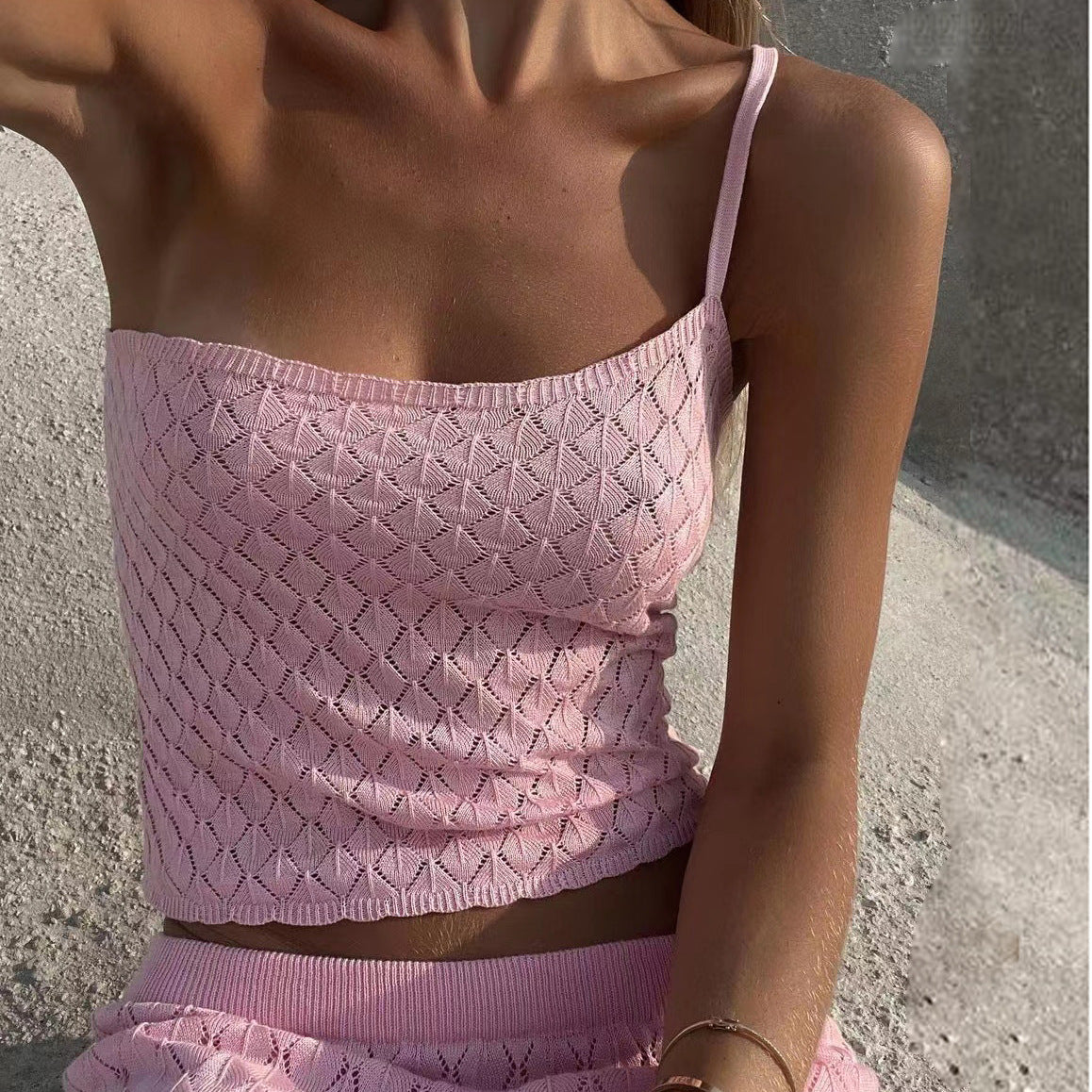 Knit Halter Crop Top and Maxi Skirt Sets