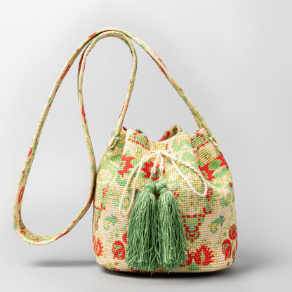 Vintage Print Bucket Shoulder Bags