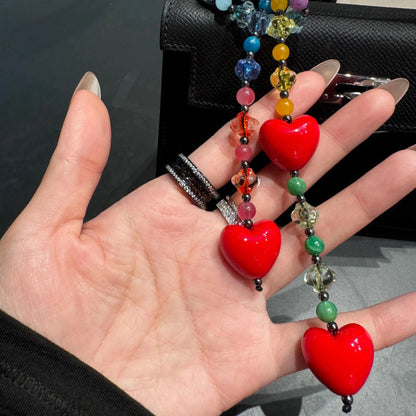 Red Heart Pendant Keychain Bag Charm