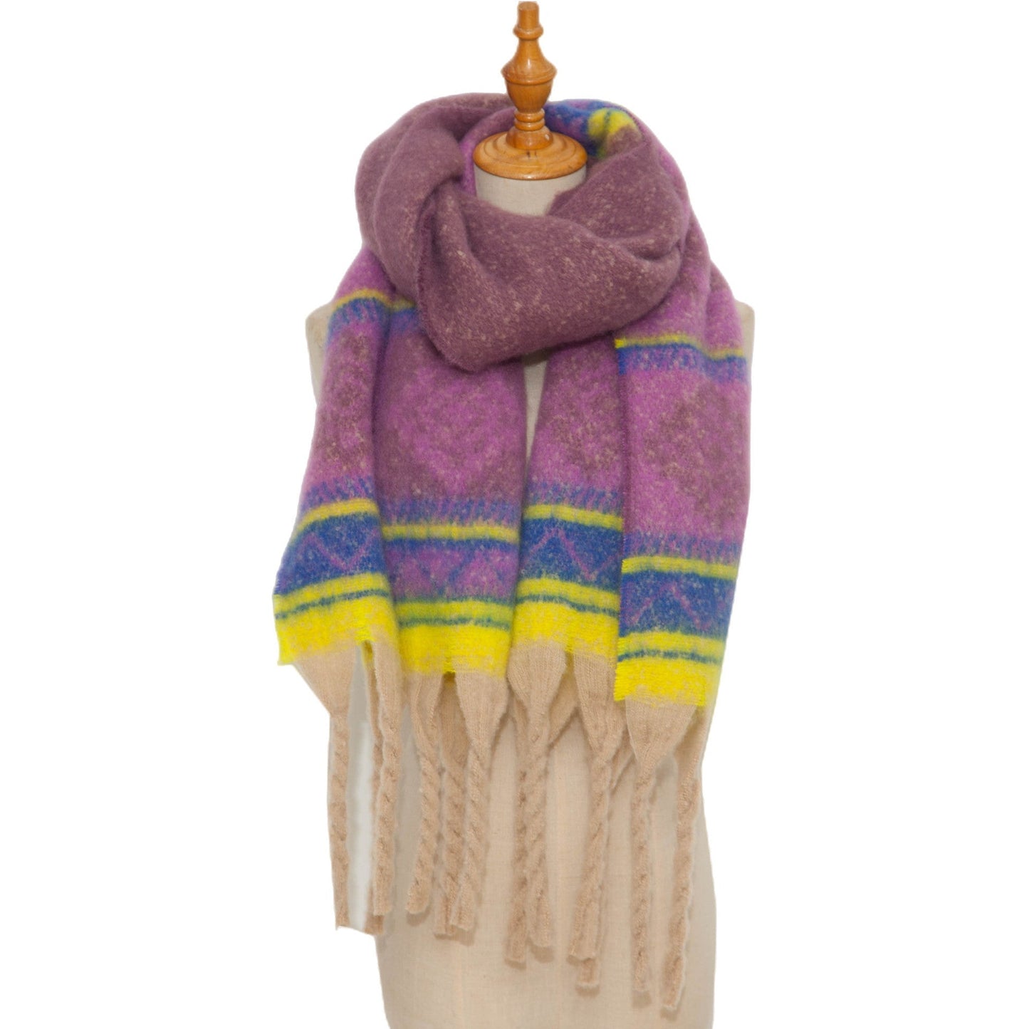 Contrast Color Tassel Mohair Scarves